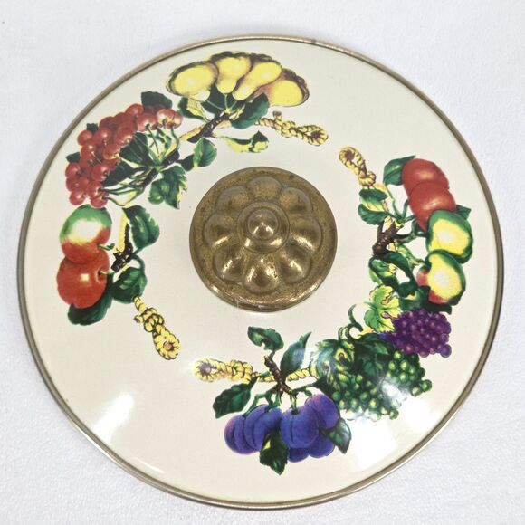 Vintage Metro Enamel Teapot Vitroceramic‎ VHTF Fruit Handle Kitchen Collectible - Picture 9 of 11